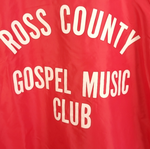 Vtg Pla Jac Ross County Gospel Music Club Snap Front Jacket Men's 44L-46 Red - Picture 10 of 16